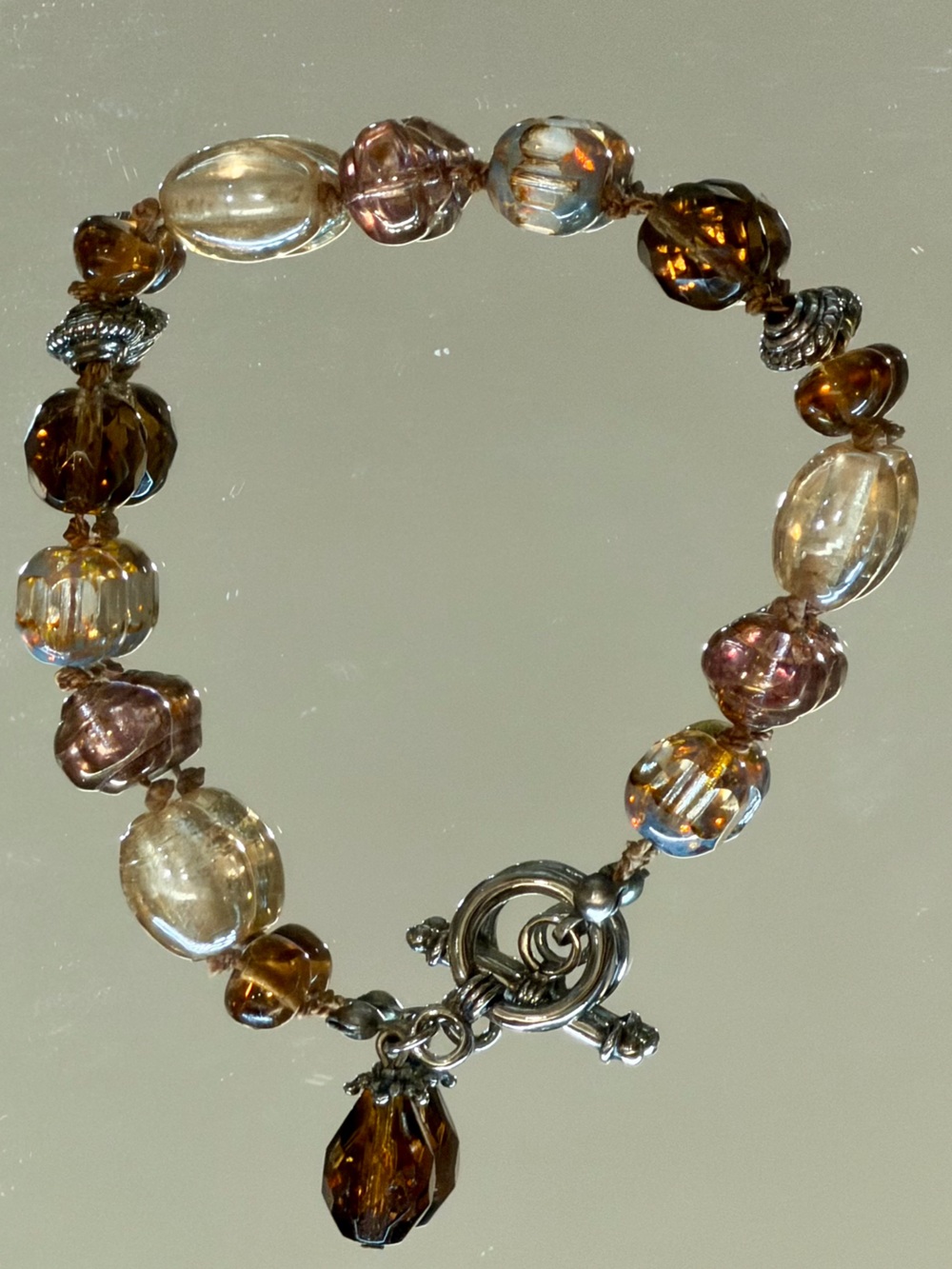 Talbots Glass Bead Bracelet in Amber, Champagne and Blush Tones
